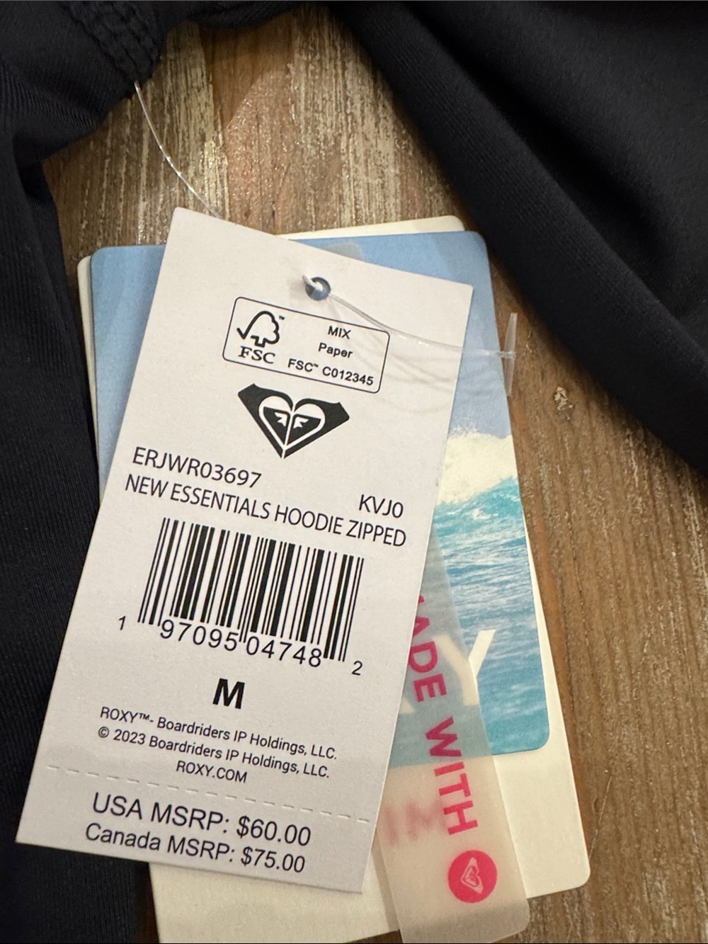 Roxy Black Hooded Full-Zip Swim Jacket - Picture 3 of 6